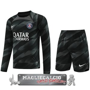 Thailandia Home Manica Lunga Maglia Calcio Portiere Set Completo Uomo Paris Saint Germain 2023-24 Nero
