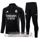 Set Completo Felpa Allenamento Formazione Bambino Real Madrid 2025 2026 Nero I Bianco