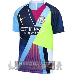 Edizione Commemorativa Maglia Calcio Manchester City 2019-20 Blu Luce