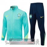 Set Completo Ropa Deportiva Con Cremallera Larga Brasilee 2024 Verde Blu