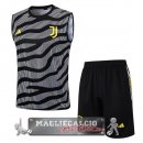 Juventus Formazione Senza Maniche Set Completo Maglia Calcio 2023-24 Grigio Nero Giallo