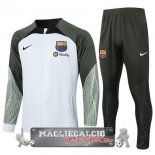 Set Completo Giacca Lunga Zip Barcelona 2023-24 Bianco Verde