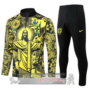 Set Completo Sudadera Formazione Brasilee 2024 Giallo Nero