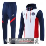 Paris Saint Germain Insieme Completo Bianco Blu Rosso Giacca Felpa Cappuccio 2021-22