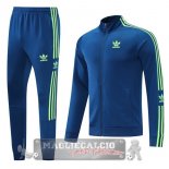 Adidas Set Completo Blu Verde Giacca Lunga Zip 2022-23