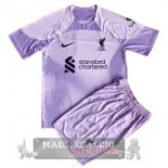 Liverpool Set Completo Bambino Maglia Calcio Portiere 2022-23 Purpureo