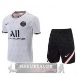 Paris Saint Germain Formazione Set Completo Maglia Calcio 2021-22 Bianco Nero