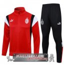 Set Completo Giacca Lunga Zip AC Milan 2023-24 Rosso Bianco Nero