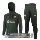 Giacca Felpa Cappuccio Set Completo Barcelona 2023-24 Verde Navy