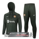 Giacca Felpa Cappuccio Set Completo Barcelona 2023-24 Verde Navy
