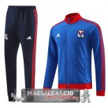 Set Completo Giacca Lunga Zip Lyon 2023-24 Blu Rosso