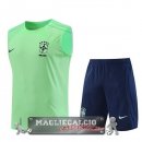 Brasile Senza Maniche Formazione Set Completo Maglia Calcio 2023 Verde I Blu Navy
