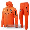 Paris Saint Germain Insieme Completo Arancione Giacca Felpa Cappuccio 2022-23