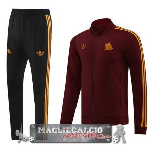 Set Completo Giacca Lunga Zip AS Roma 2023-24 Rosso Nero