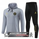 Paris Saint Germain Insieme Completo Grigio Nero Giacca Felpa Cappuccio 2023-24