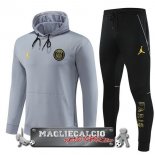 Paris Saint Germain Insieme Completo Grigio Nero Giacca Felpa Cappuccio 2023-24