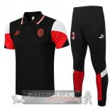 AC Milan Set Completo Nero Rosso Bianco Maglia POLO 2021-22