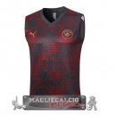 Manchester City Formazione Senza Maniche Maglia Calcio 2023-2024 Rosso Grigio
