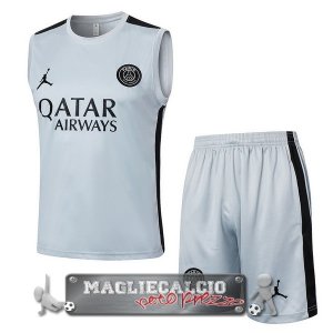 Formazione Senza Maniche Set Completo Paris Saint Germain 2023-24 Grigio Luce