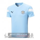 Manchester City Formazione Maglia Calcio 2022-2023 Blu Bianco