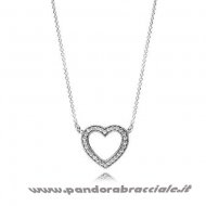 Pandora Italia Pandora Catene Con Pendente Cuori Amorevoli Di Pandora Collana Chiaro Cz Net