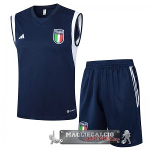 Formazione Senza Maniche Set Completo Italia 2024 Azul Marino