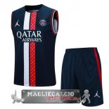 Paris Saint Germain Formazione Senza Maniche Set Completo Maglia Calcio 2023-24 Bianco Rosso Blu