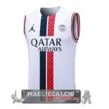 Paris Saint Germain Formazione Senza Manich Maglia Calcio 2023-24 Bianco Rosso Blu