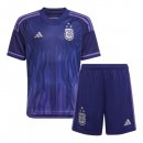 Argentina Set completi Bambino Maglia Calcio Away 2022 （3 Stella）