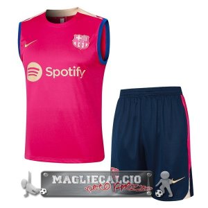 Formazione Senza Maniche Set Completo Barcelona 2024-25 Rosa Blu