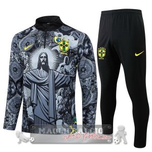 Set Completo Sudadera Formazione Brasilee 2024 Gris I Nero