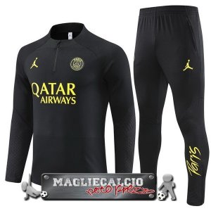 Paris Saint Germain Insieme Completo Nero Giallo Felpa Da Allenamento 2023-24