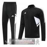 Adidas Set Completo Nero Bianco Felpa Da Allenamento 2022-23