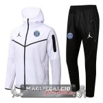 Paris Saint Germain Insieme Completo Bianco Nero Giacca Felpa Cappuccio 2022-23