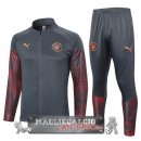Manchester City Insieme Completo Grigio Rosso Giacca Lunga Zip 2023-24