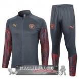 Manchester City Insieme Completo Grigio Rosso Giacca Lunga Zip 2023-24