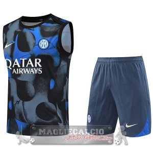 Formazione Senza Maniche Set Completo Inter Milan 2024 2025 Blu Grigio