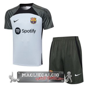 Barcelona Formazione Senza Maniche Set Completo Maglia Calcio 2023-24 Grigio Luce Verde