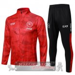 Set Completo Ropa Deportiva Con Cremallera Larga Bambino Napoli 2024 2025 Rosso Nero
