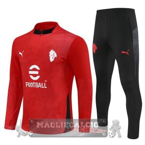 Set Completo Felpa Allenamento Formazione AC Milan 2025 2026 Rosso Nero