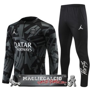 Paris Saint Germain Insieme Completo Nero Grigio Felpa Da Allenamento 2022-23