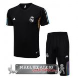 Real Madrid Formazione Set Completo Maglia Calcio 2023-24 Nero Giallo