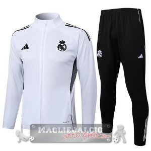 Set Completo Lunga Zip Giacca Bambino Real Madrid 2025 2026 Bianco Nero