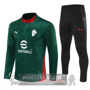 Set Completo Felpa Allenamento Formazione AC Milan 2025 2026 Verde Nero