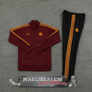 Set Completo Giacca Lunga Zip AS Roma 2023-24 Rosso Nero 3