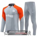 Felpa Da Allenamento Set Completo Inter Milan 2023-24 Grigio Arancione
