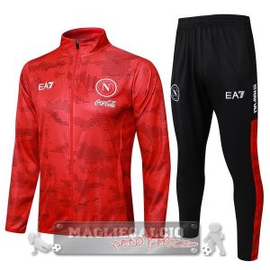 Set Completo Ropa Deportiva Con Cremallera Larga Bambino Napoli 2024 2025 Rosso Nero