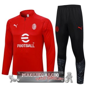 AC Milan Insieme Completo Rosso III Nero Felpa Da Allenamento 2023-24