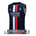 Paris Saint Germain Formazione Senza Manich Maglia Calcio 2023-24 Blu Navy Rosso Bianco