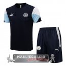 Manchester City Formazione Set Completo Maglia Calcio 2021-22 I Blu Navy Bianco